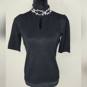 𝅺carmen marc valvo embellished neck pullover sweater